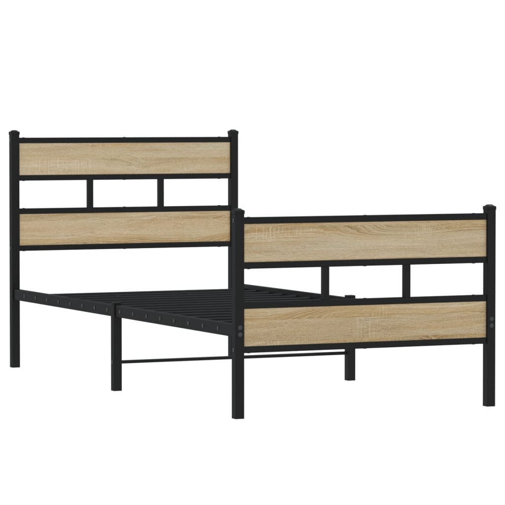Metalni okvir kreveta bez madraca boja hrasta sonome 75x190 cm