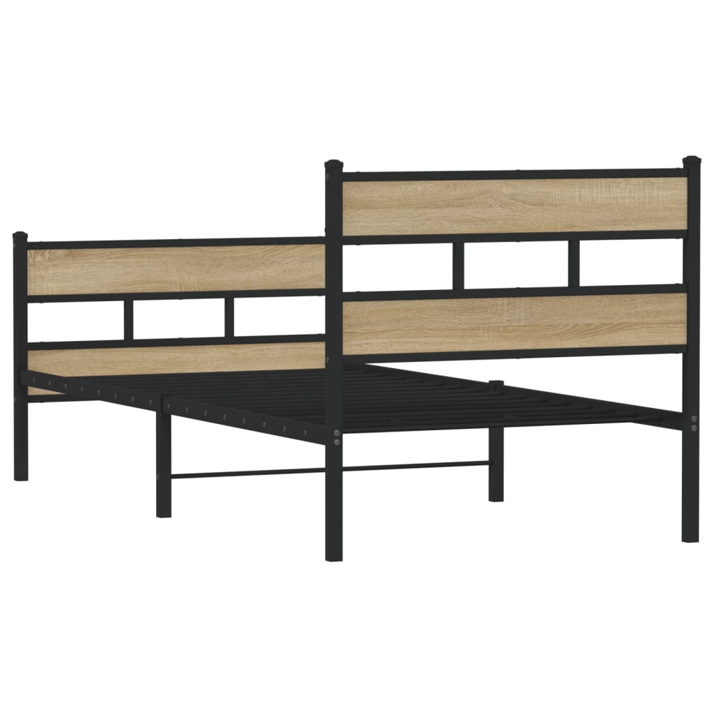 Metalni okvir kreveta bez madraca boja hrasta sonome 75x190 cm
