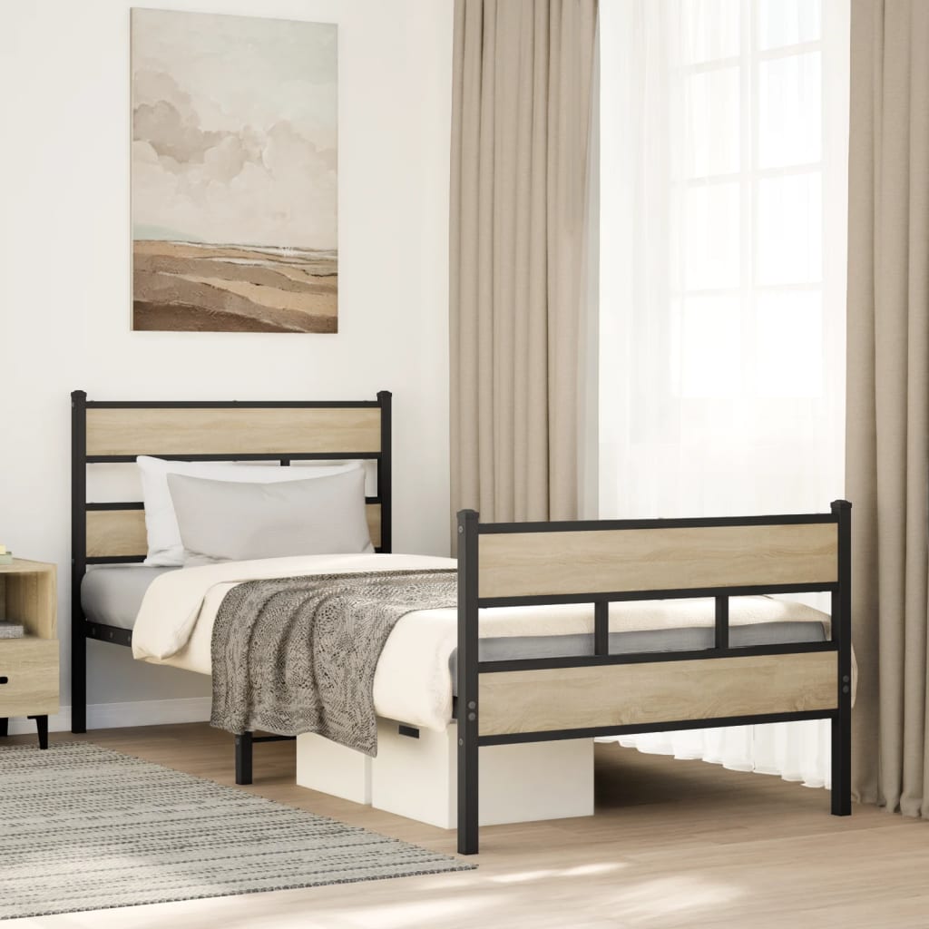 Metalni okvir kreveta bez madraca boja hrasta sonome 75x190 cm