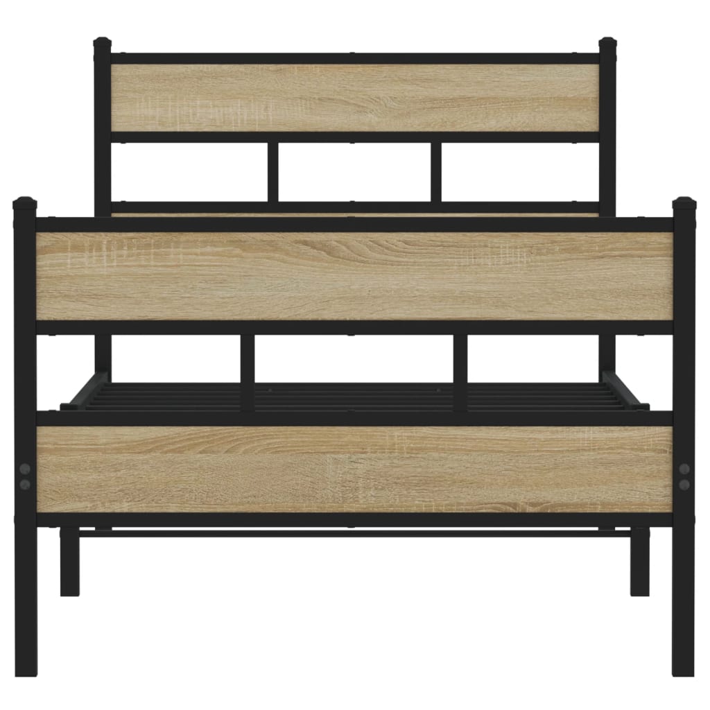 Metalni okvir kreveta bez madraca boja hrasta sonome 107x203 cm