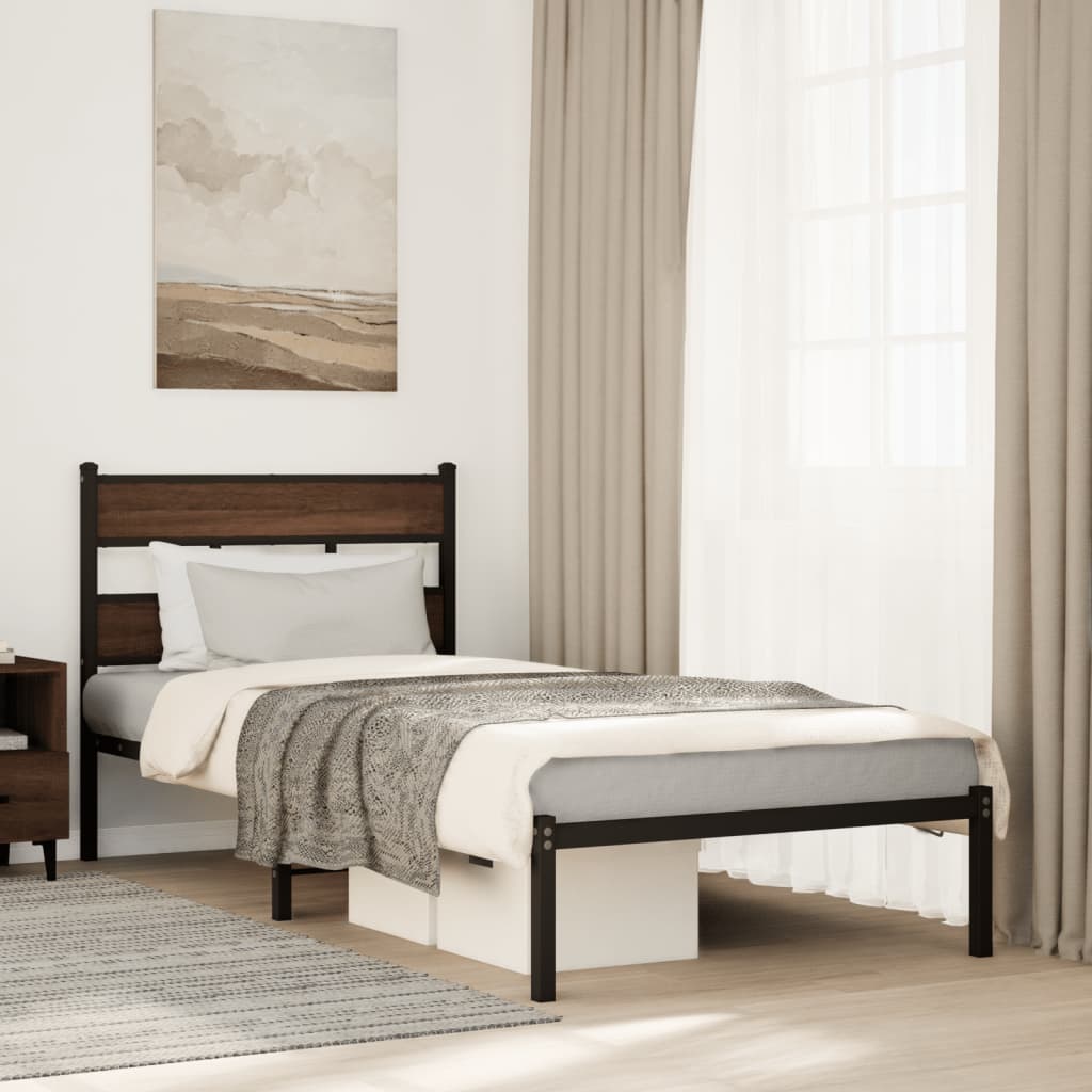 Okvir kreveta bez madraca s uzglavljem boja hrasta 90x200 cm