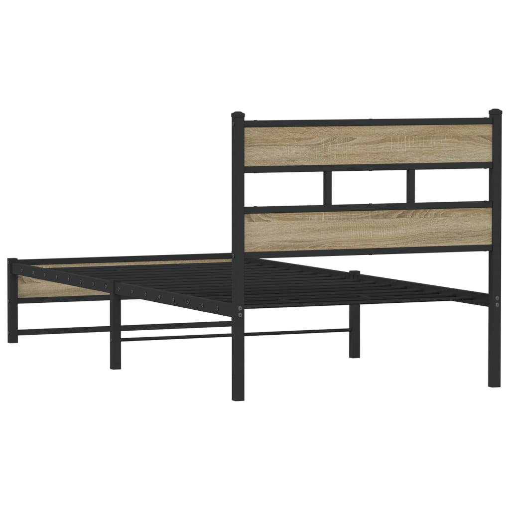 Metalni okvir kreveta bez madraca boja hrasta sonome 100x200 cm