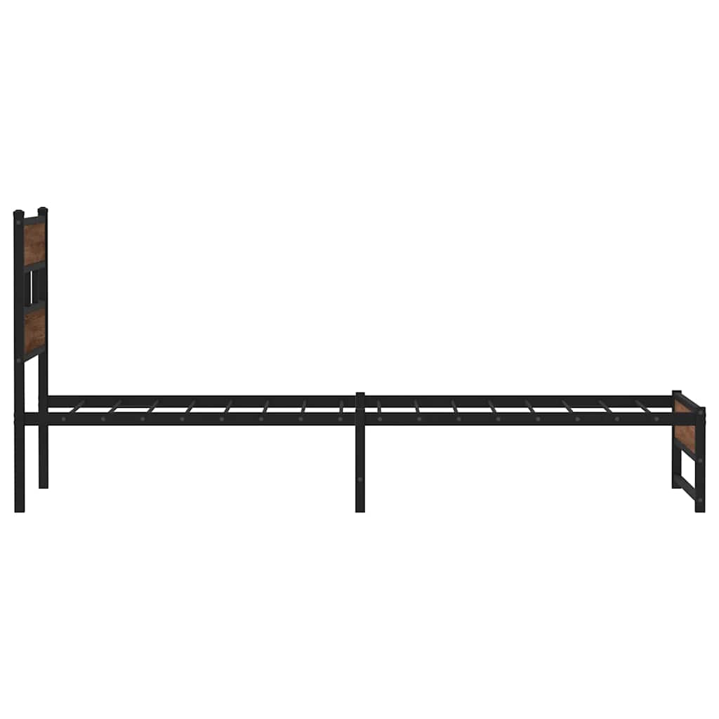 Metalni okvir kreveta bez madraca smeđi hrast 107x203 cm