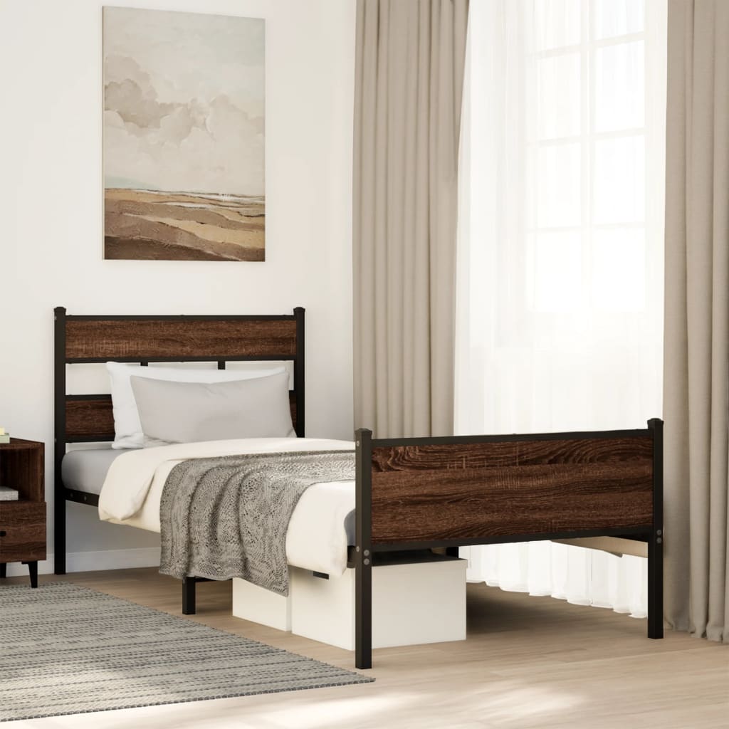 Okvir kreveta bez madraca smeđa boja hrasta 75x190 cm drveni