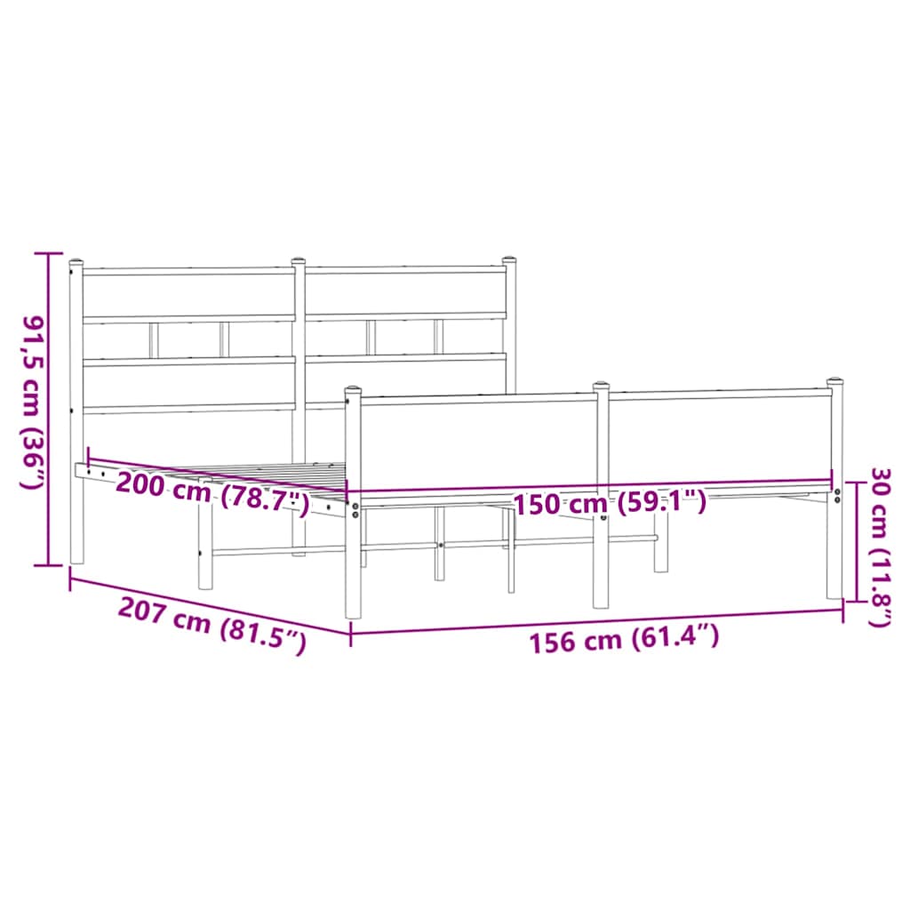 Okvir kreveta bez madraca smeđi hrast 150x200 cm izrađeno drvo