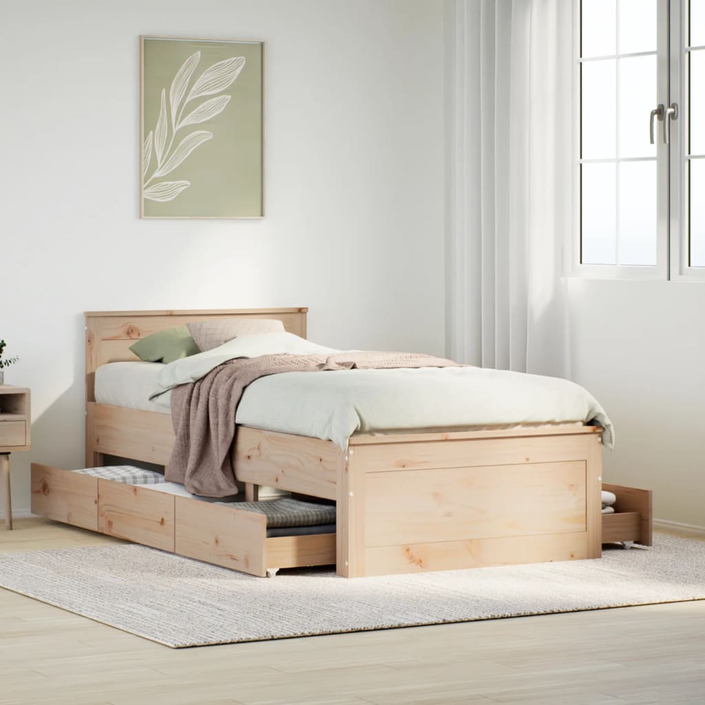 Okvir kreveta bez madraca s uzglavljem 90 x 200 cm od borovine