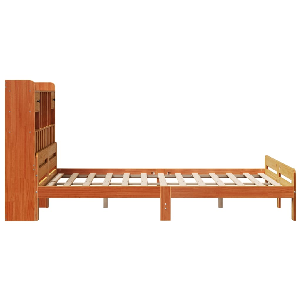 Krevet s regalom za knjige bez madraca 150x200 cm od borovine
