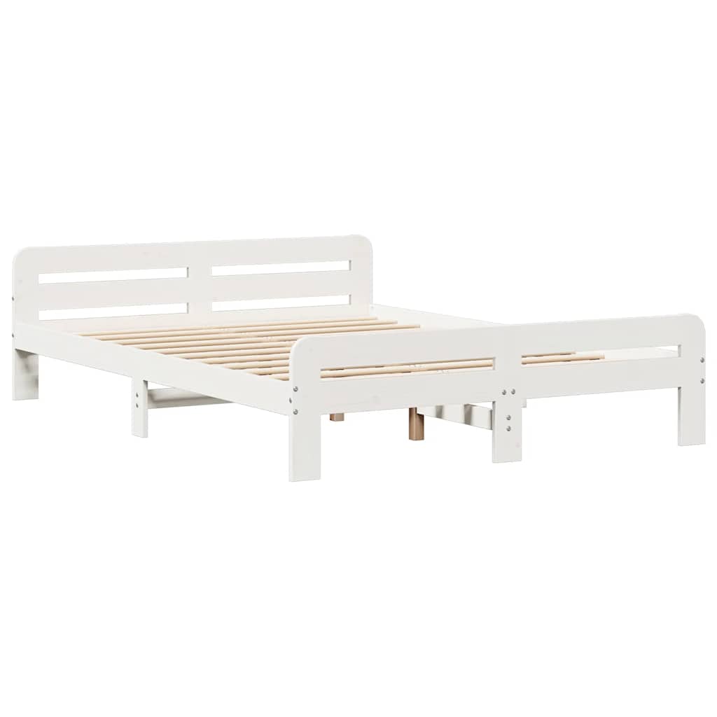 Krevet s regalom z knjige bez madraca bijeli 140x190cm borovina