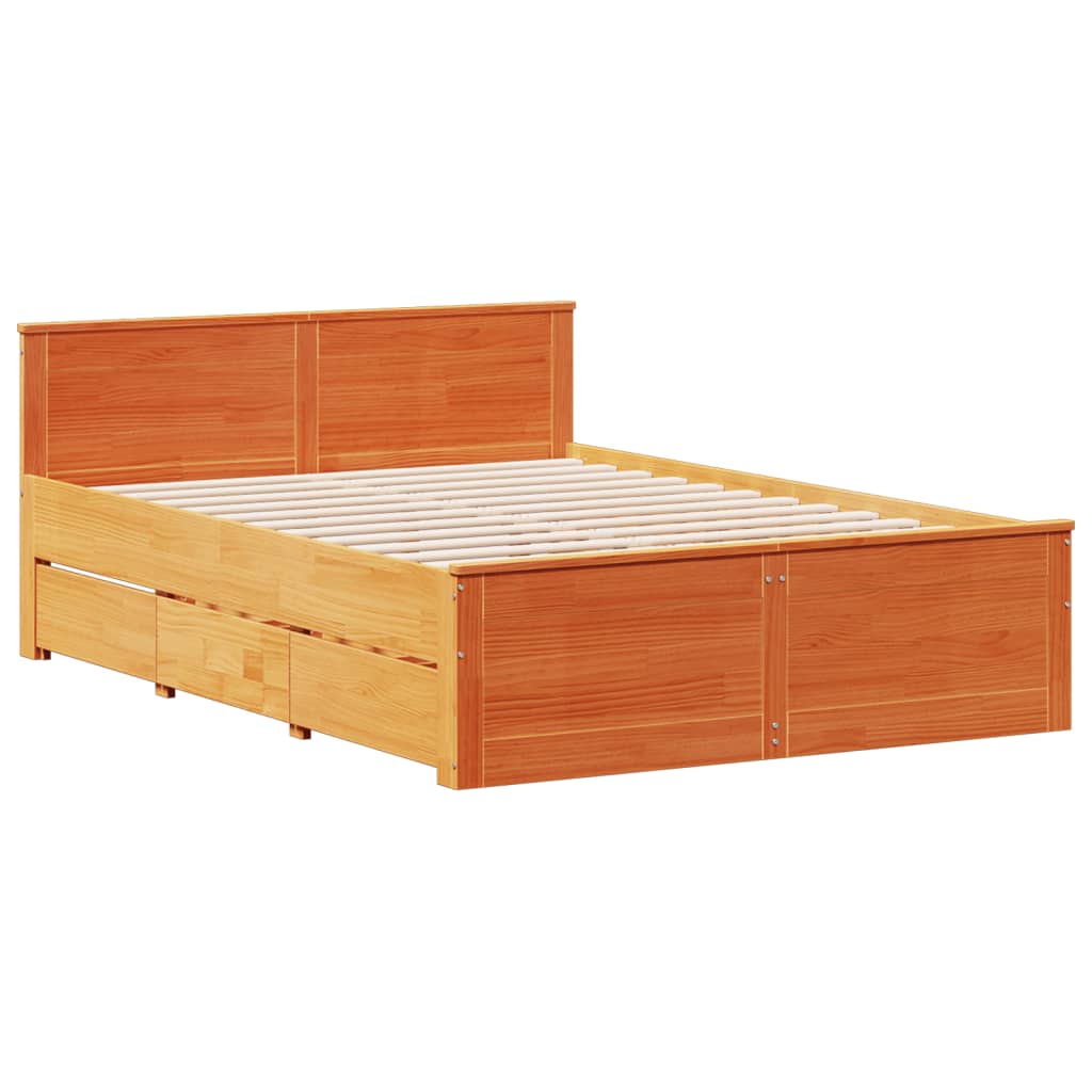 Krevet s regalom za knjige bez madraca 150x200 cm od borovine