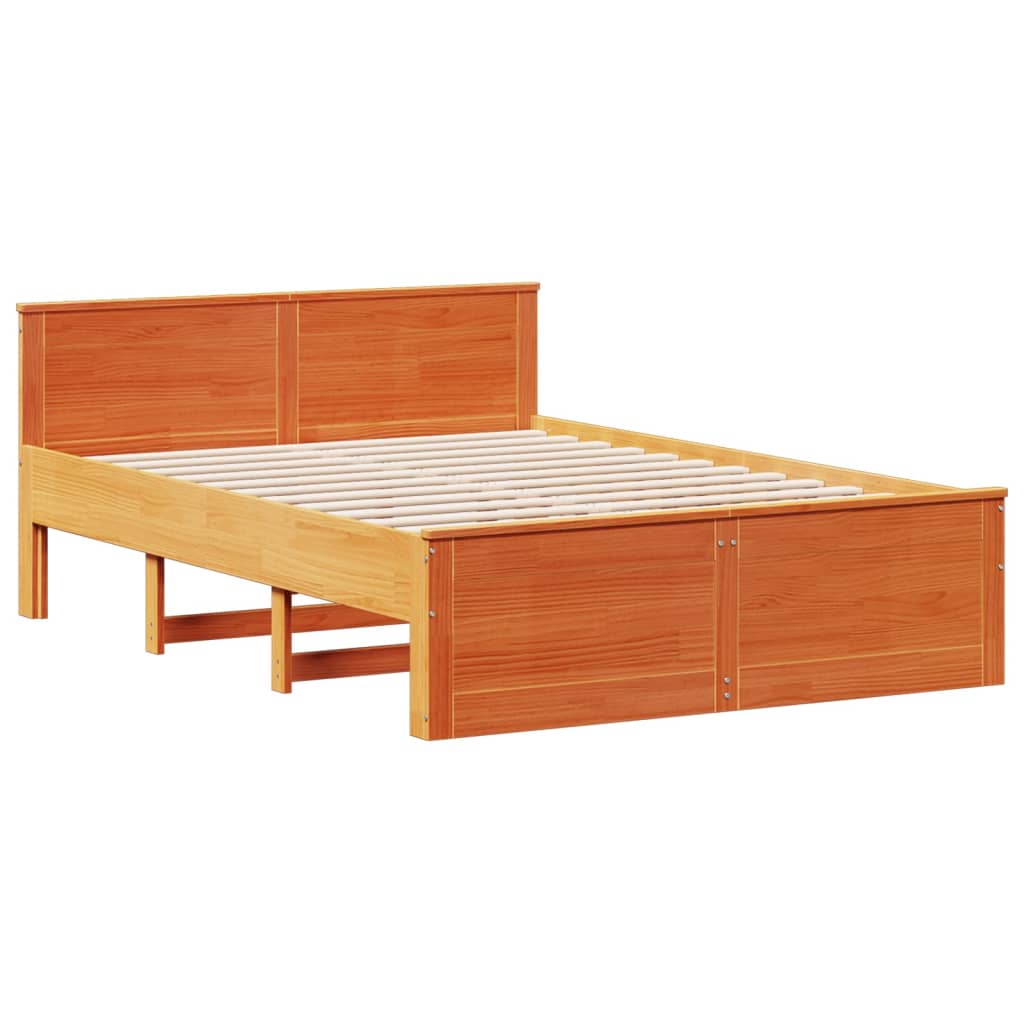 Krevet s regalom za knjige bez madraca 150x200 cm od borovine