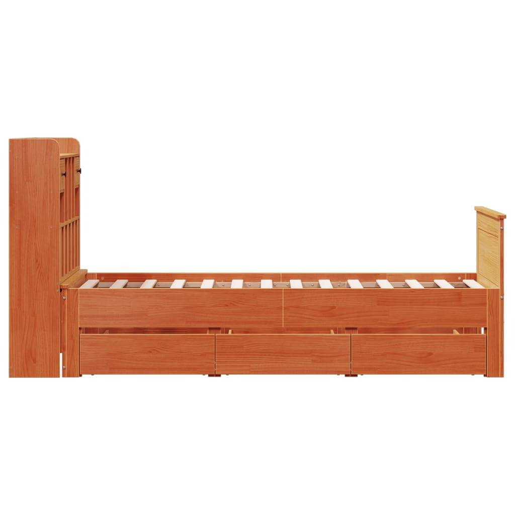 Krevet s regalom za knjige bez madraca 100 x 200 cm od borovine
