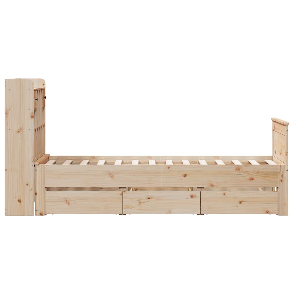 Krevet s regalom za knjige bez madraca 90x200 cm od borovine