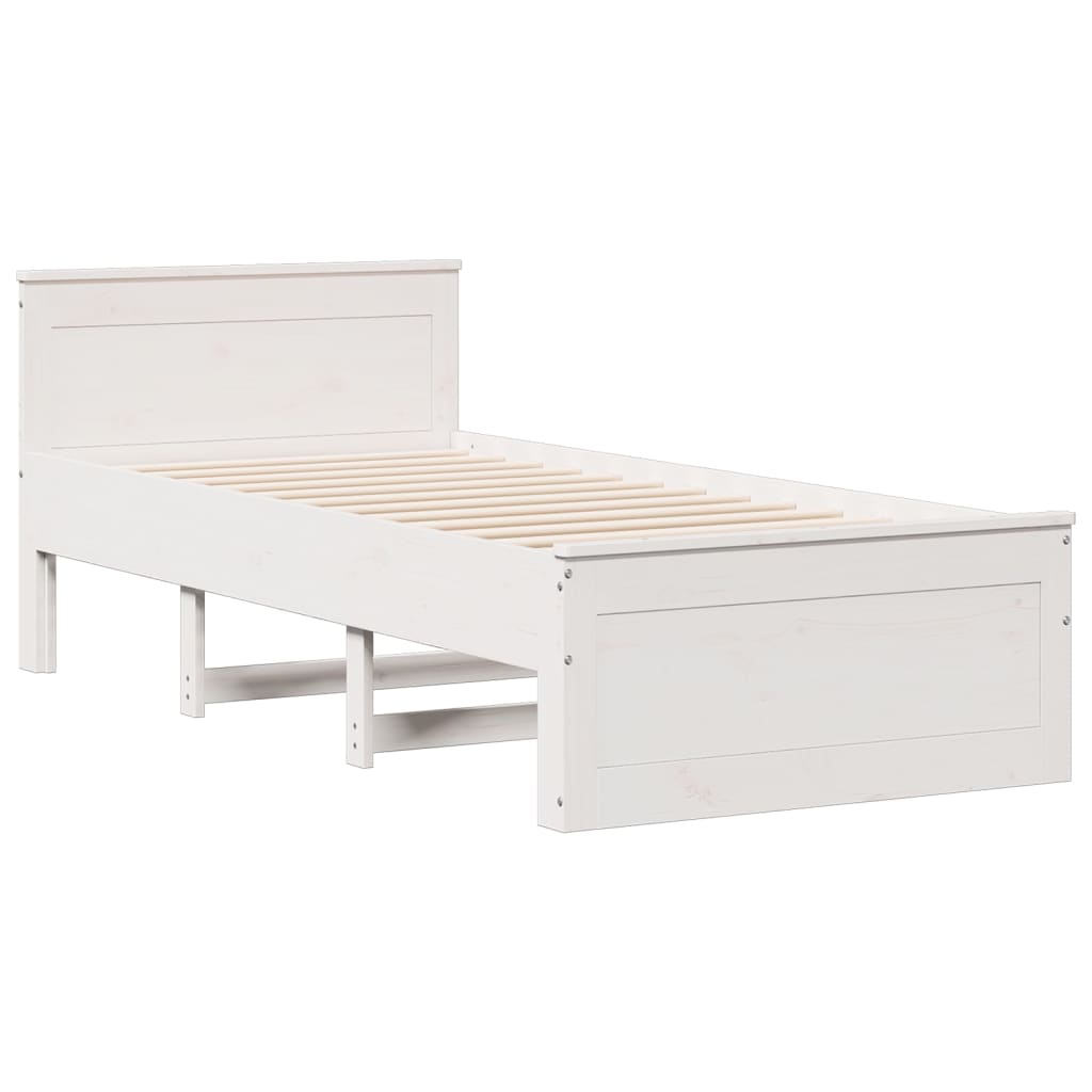Krevet s regalom za knjige bez madraca bijeli 90x200cm borovina