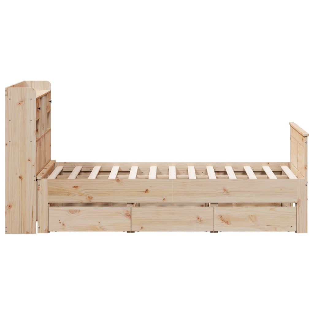 Krevet s regalom za knjige bez madraca 135x190 cm od borovine