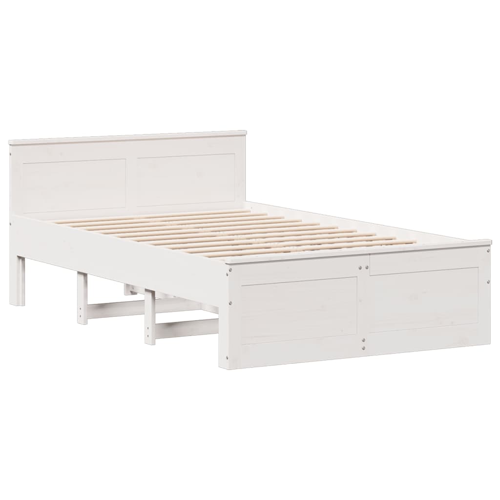 Krevet s regalom z knjige bez madraca bijeli 135x190cm borovina