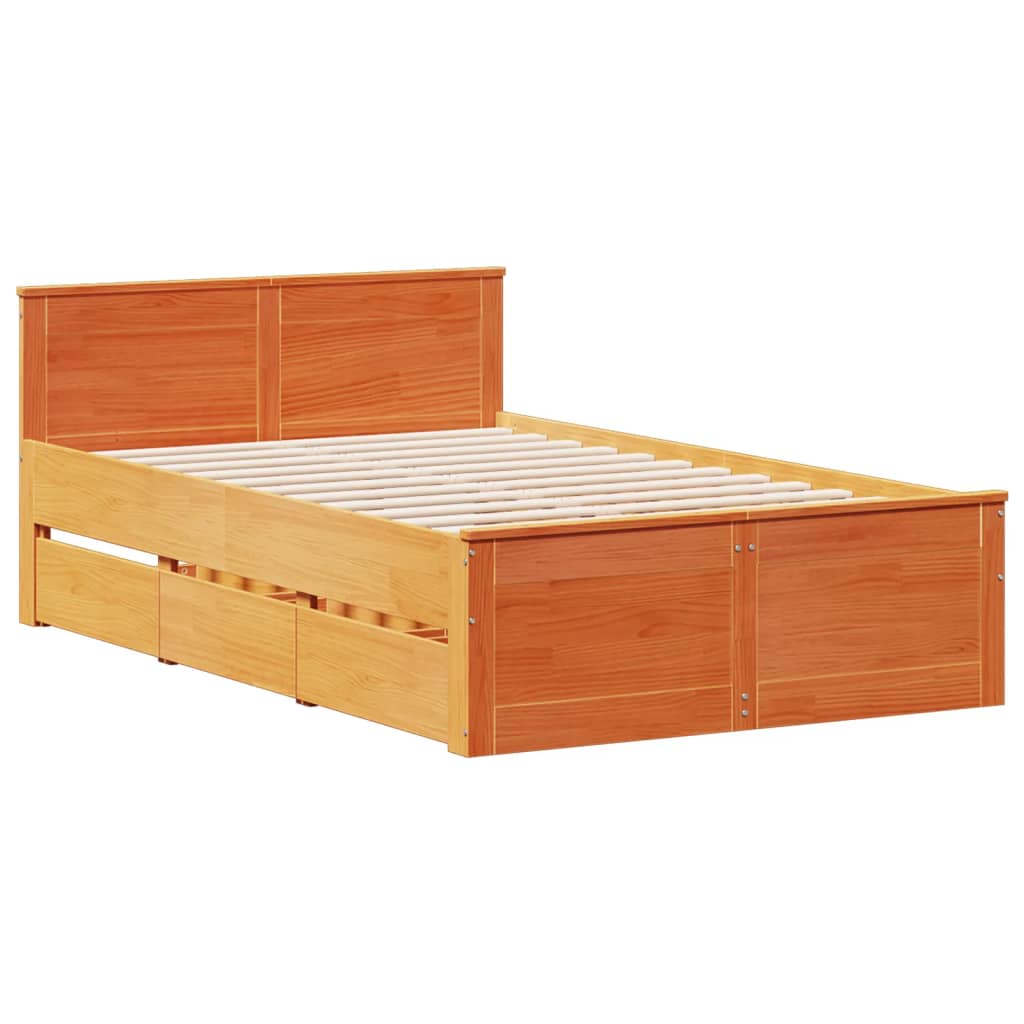 Krevet s regalom za knjige bez madraca 135 x 190 cm od borovine