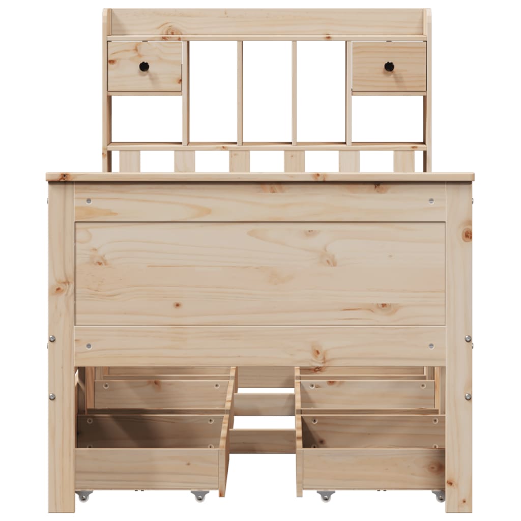 Krevet s regalom za knjige bez madraca 90x190 cm od borovine