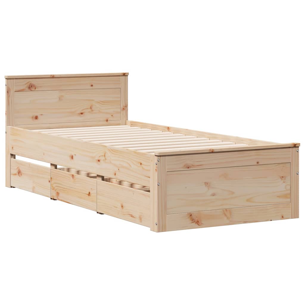 Krevet s regalom za knjige bez madraca 90x190 cm od borovine