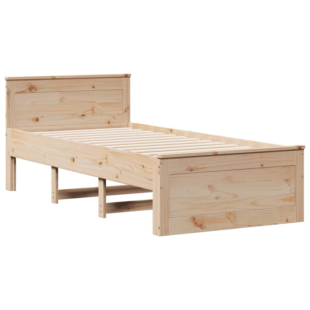 Krevet s regalom za knjige bez madraca 90x190 cm od borovine