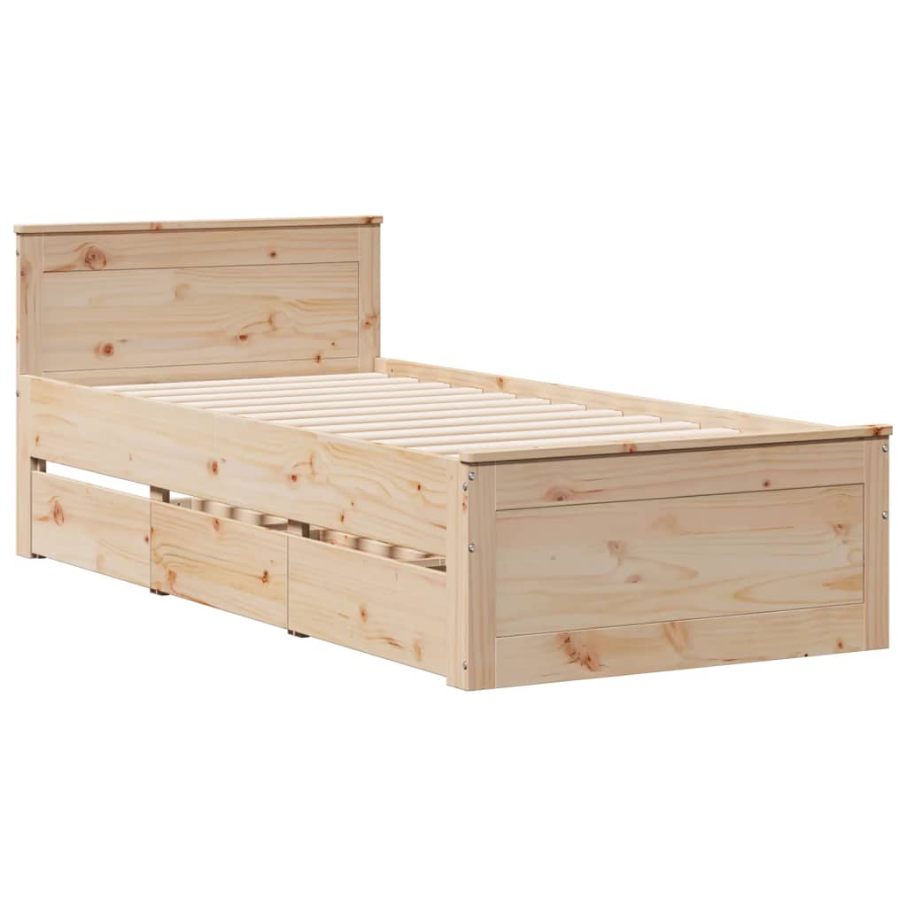 Krevet s regalom za knjige bez madraca 75x190 cm borovina