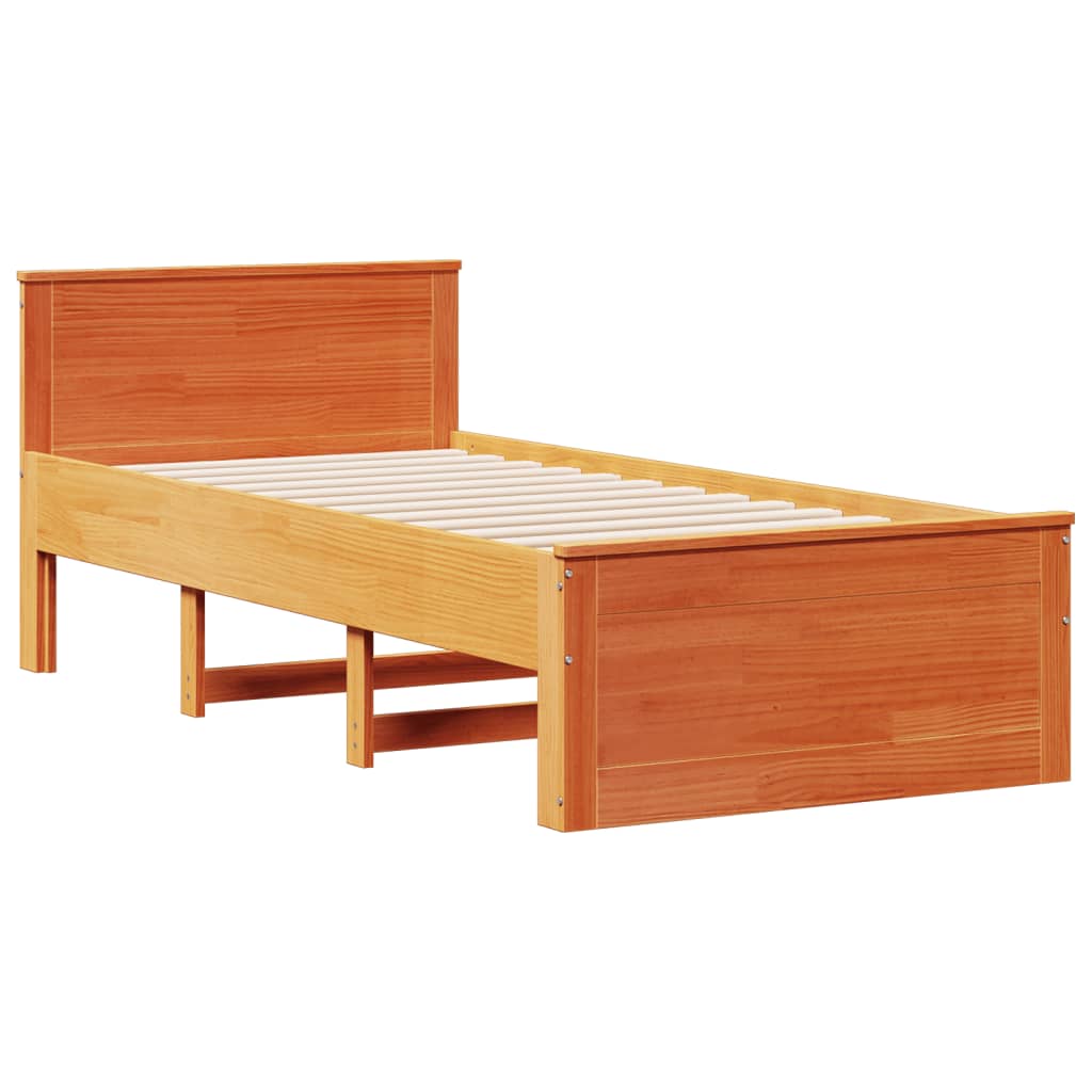 Krevet s regalom za knjige bez madraca 75 x 190 cm od borovine