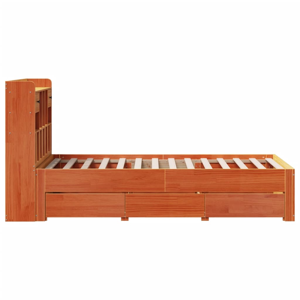 Krevet s regalom za knjige bez madraca 100 x 200 cm od borovine