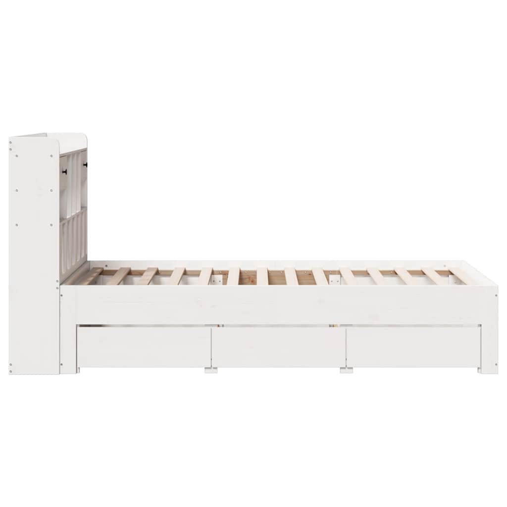 Krevet s regalom za knjige bez madraca bijeli 90x200cm borovina