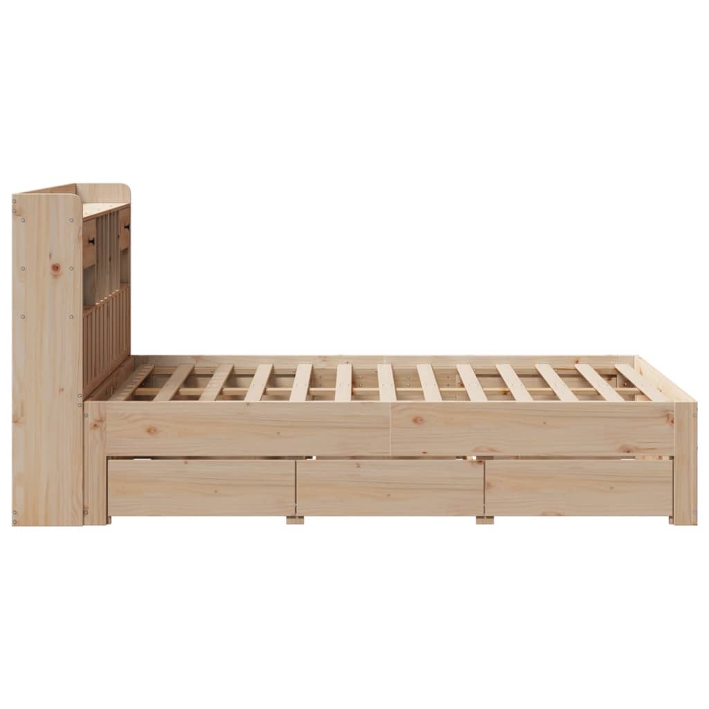Krevet s regalom za knjige bez madraca 135x190 cm od borovine
