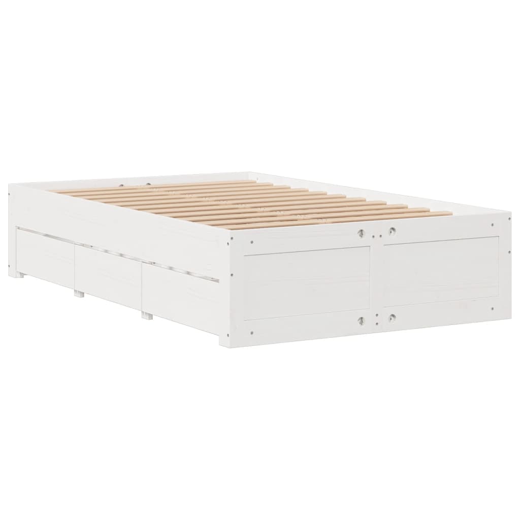 Krevet s regalom z knjige bez madraca bijeli 135x190cm borovina