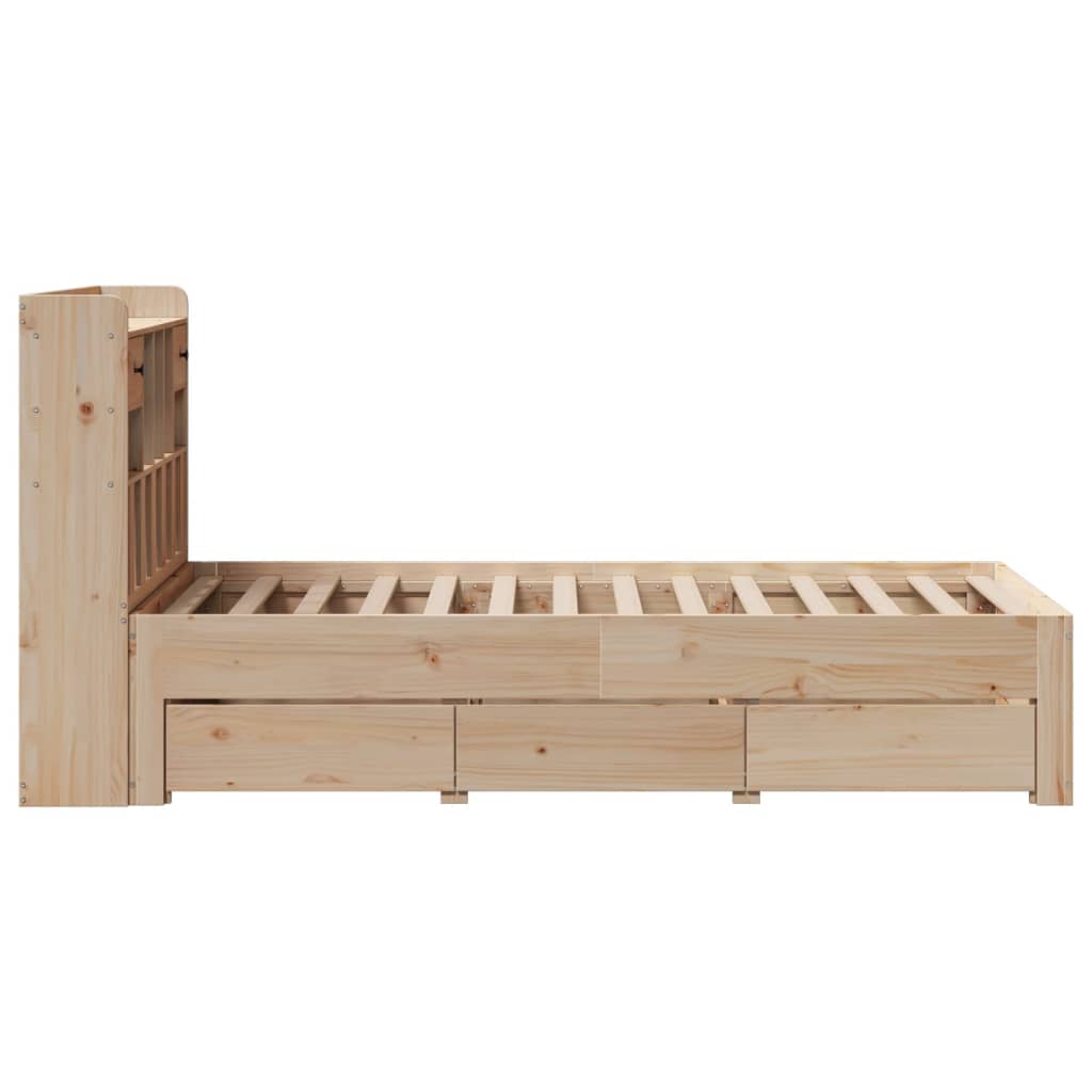 Krevet s regalom za knjige bez madraca 75x190 cm borovina