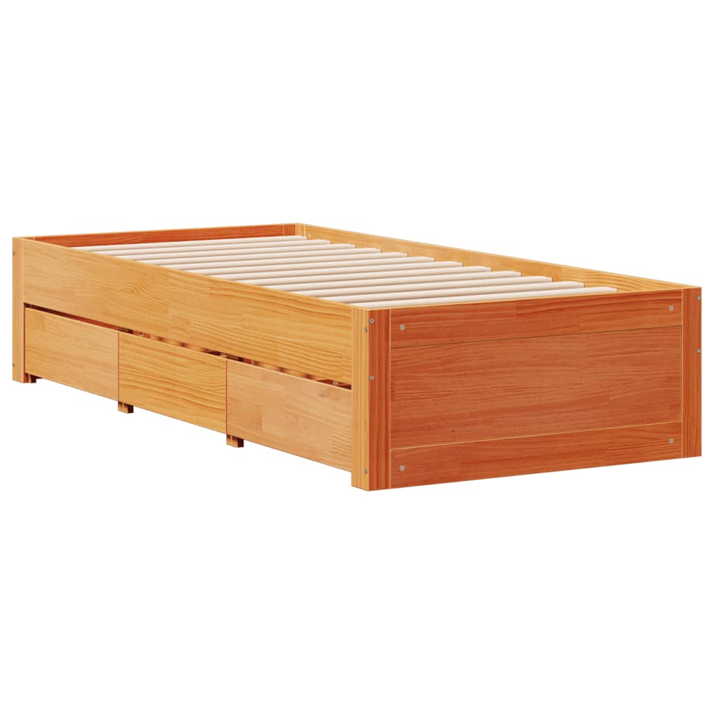 Krevet s regalom za knjige bez madraca 75 x 190 cm od borovine