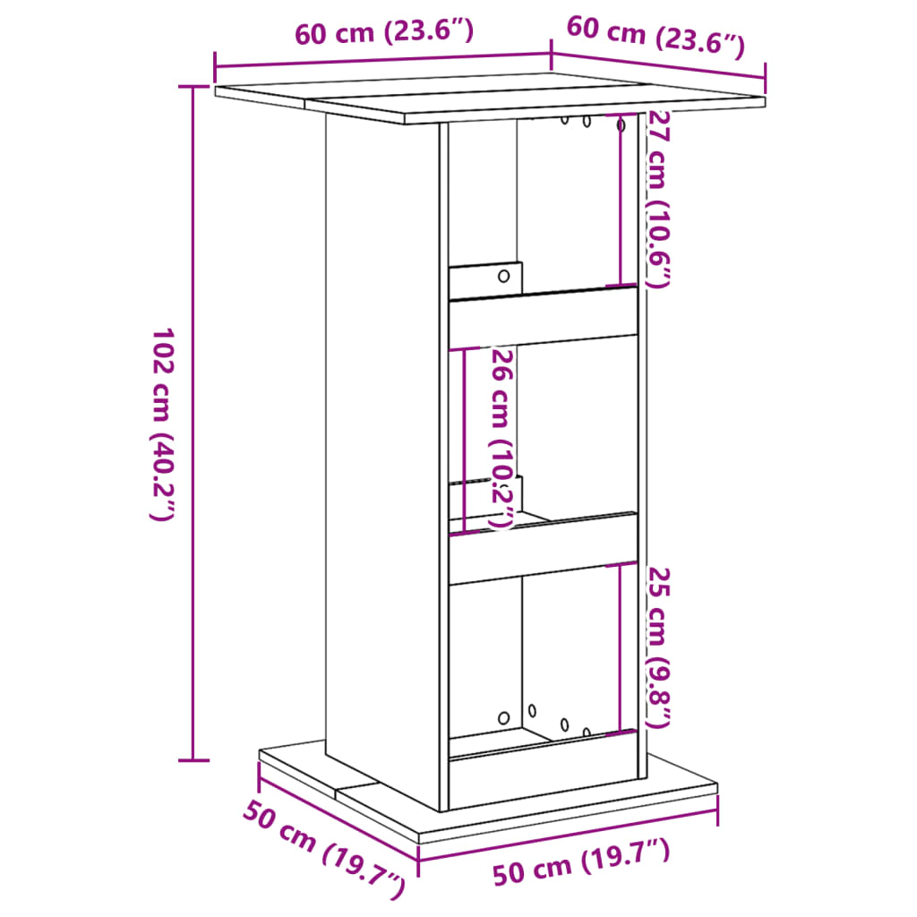 Barski stol s prostorom crni 60x60x102 cm konstruirano drvo