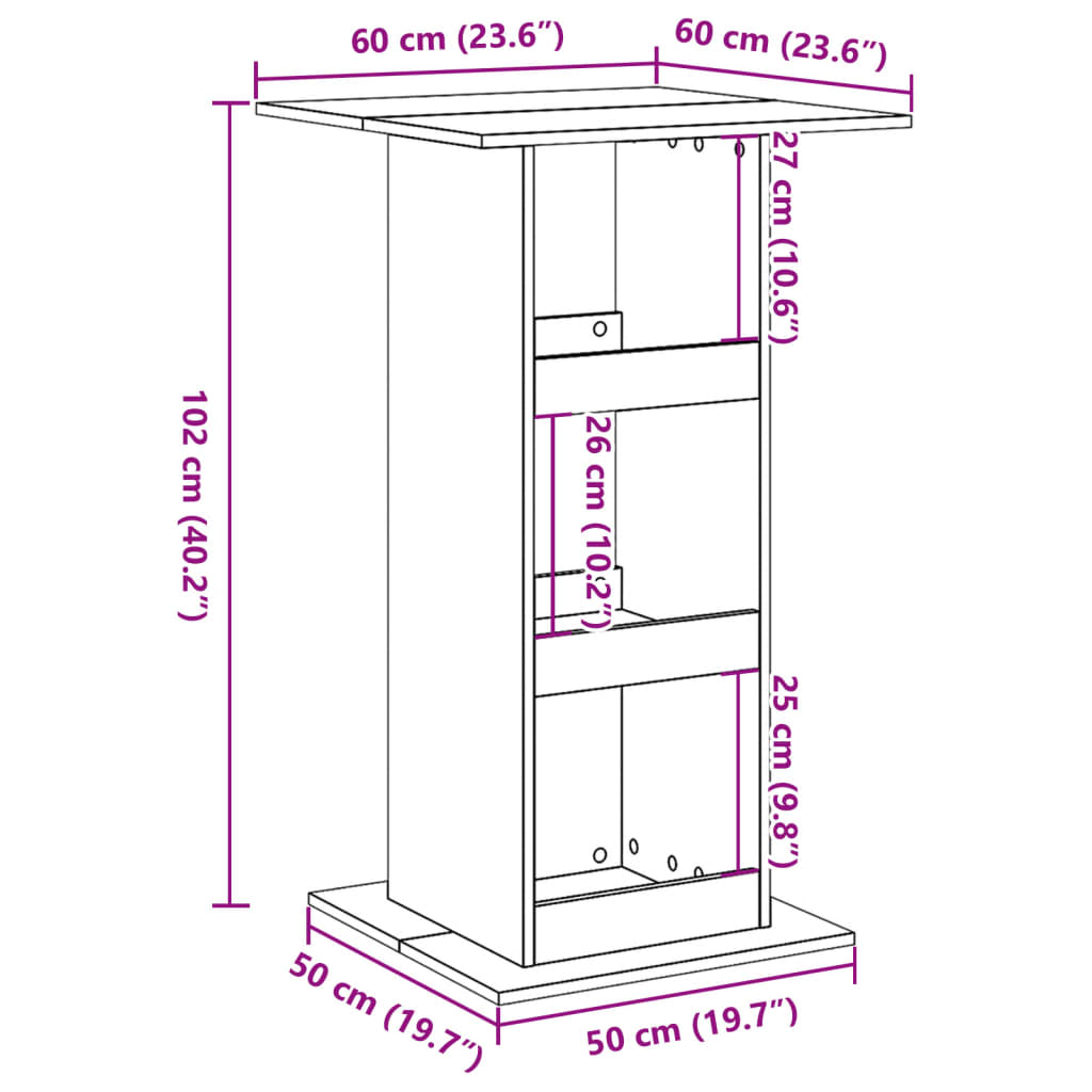 Barski stol s prostorom boja artisian hrast 60x60x102 cm drveni