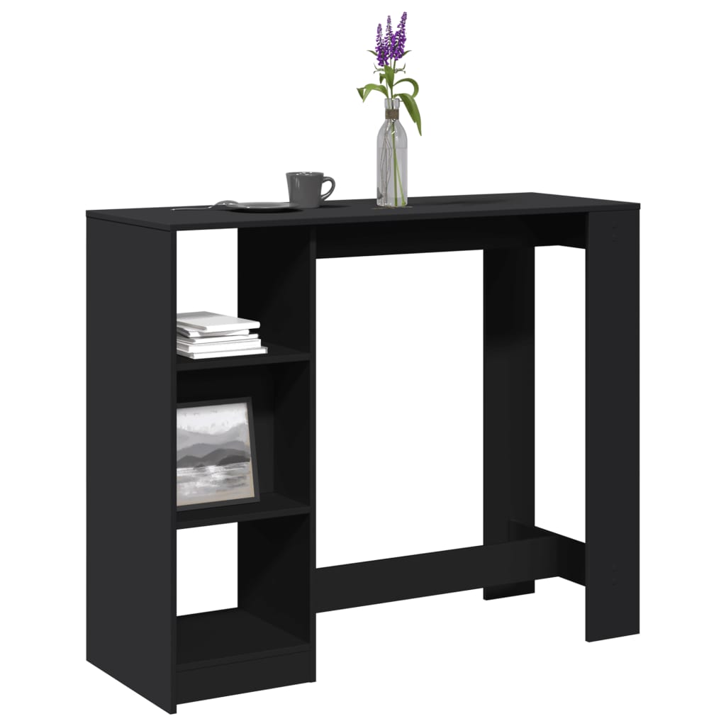 Barski stol s policom crni 124x46x103,5 cm konstruirano drvo