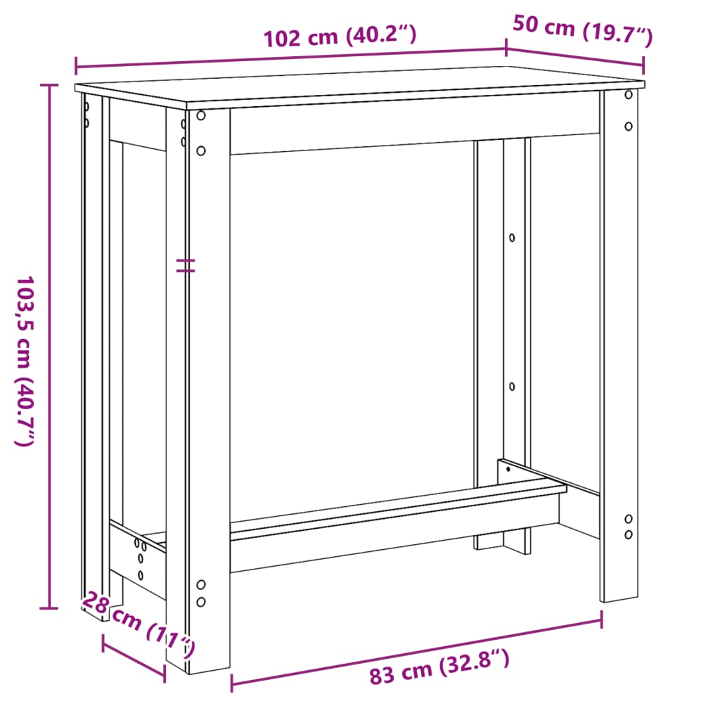 Barski stol boja starog drva 102x50x103,5 cm konstruirano drvo