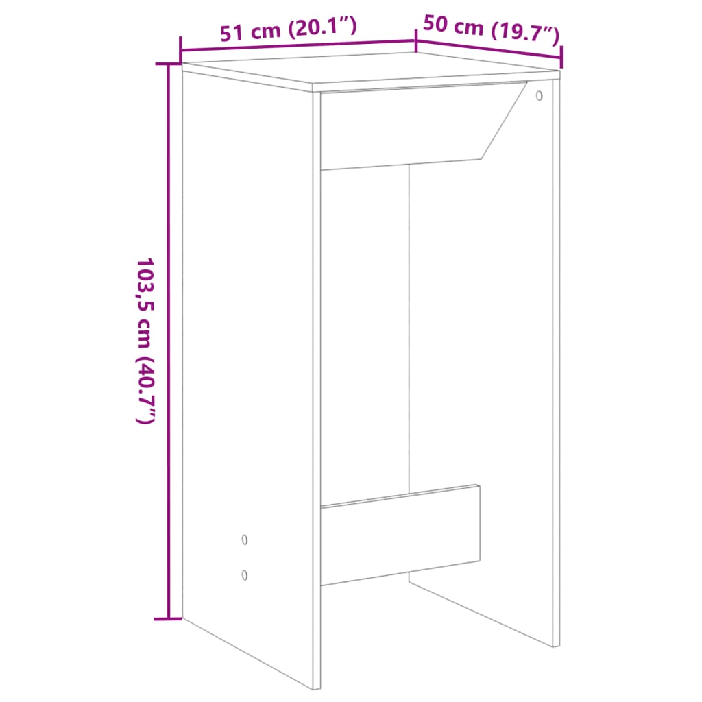 Barski stol boja betona 51 x 50 x 103,5 cm konstruirano drvo