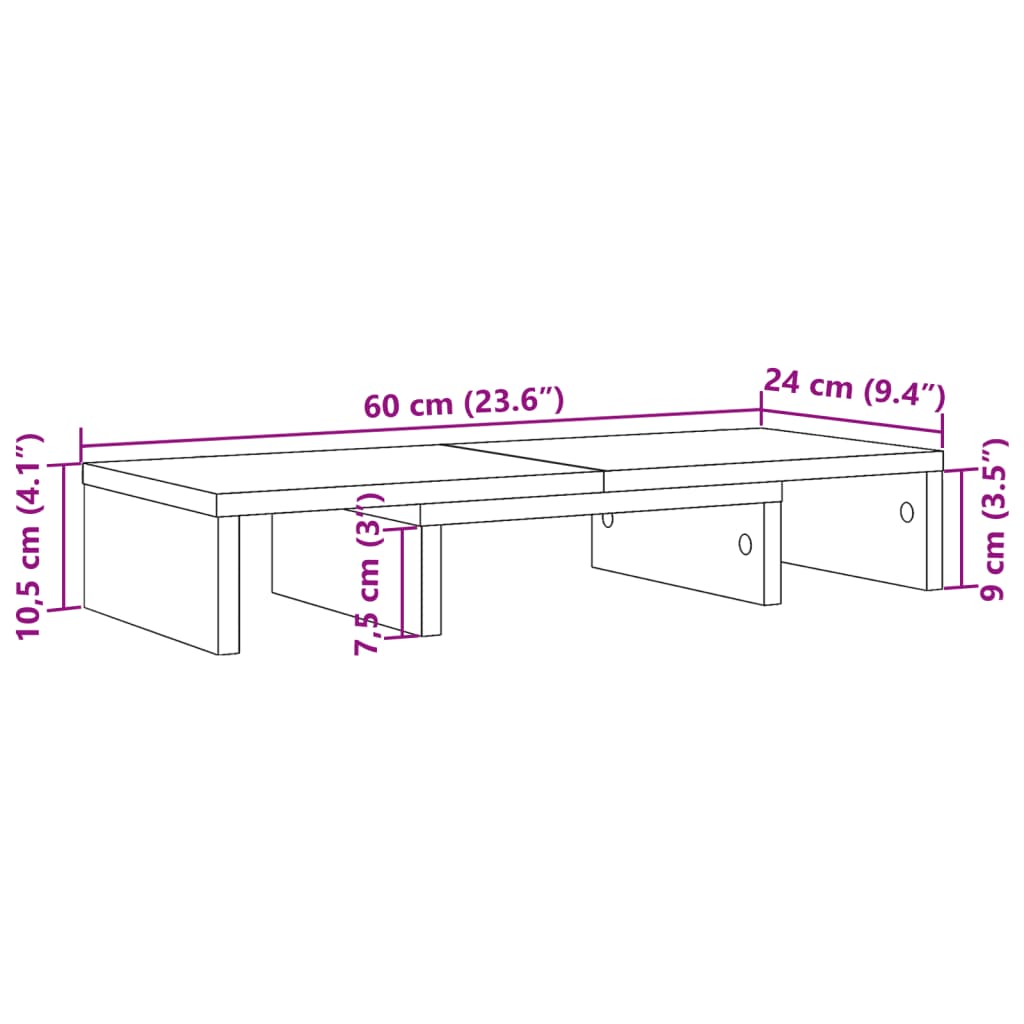 Stalak za monitor podesivi crni 60x24x10,5 cm konstruirano drvo