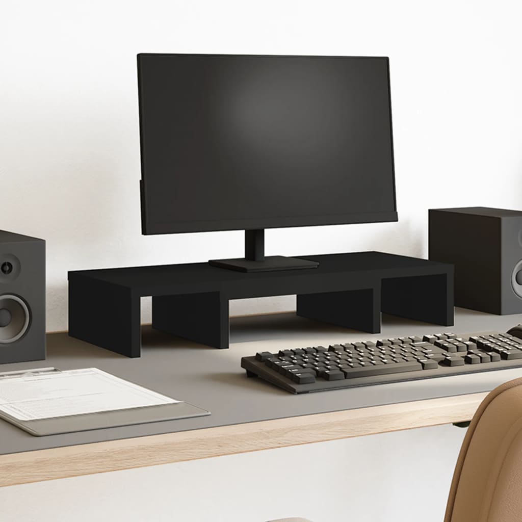 Stalak za monitor podesivi crni 60x24x10,5 cm konstruirano drvo