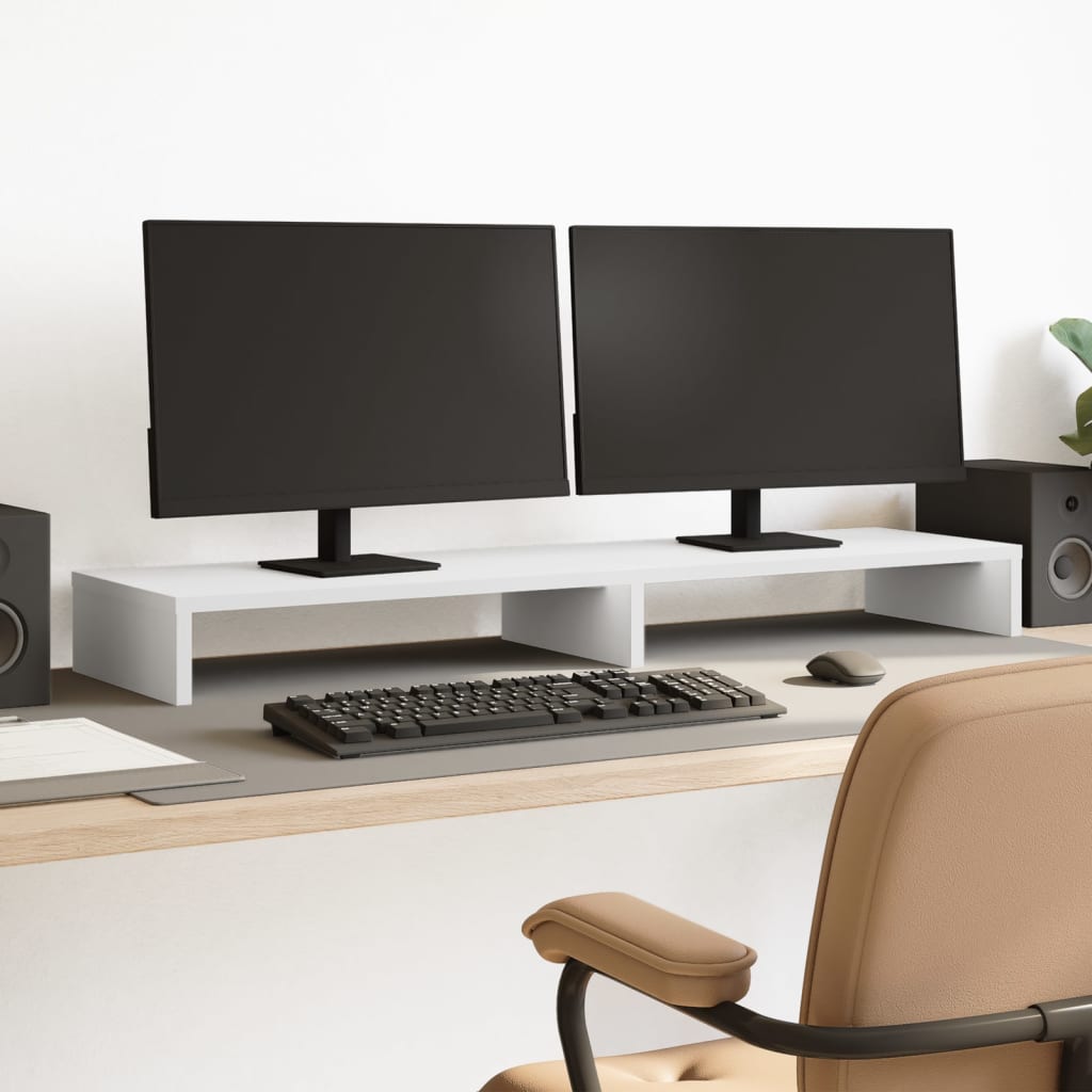 Stalak za monitor bijeli 100 x 27 x 10 cm od konstruiranog drva
