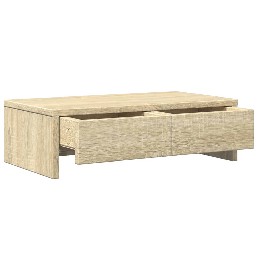 Stalak za monitor s ladicama boja hrasta 50 x 27 x 15 cm drveni