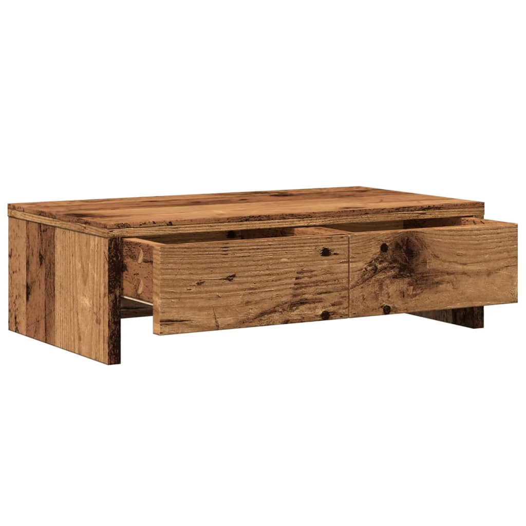 Stalak za monitor s ladicama boja drva 50 x 27 x 15 cm drveni