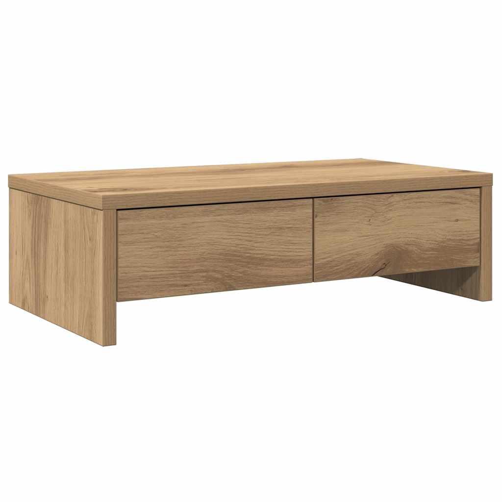 Stalak za monitor s ladicama boja hrasta 50x27x15 cm drveni