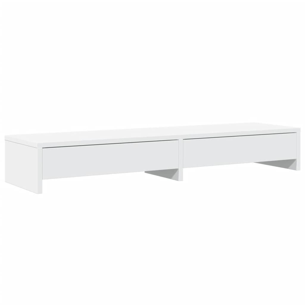 Stalak za monitor s ladicama bijeli 100x27x15 cm inženjerski drvo