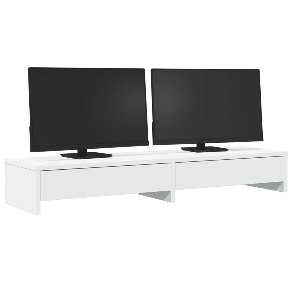 Stalak za monitor s ladicama bijeli 100x27x15 cm inženjerski drvo