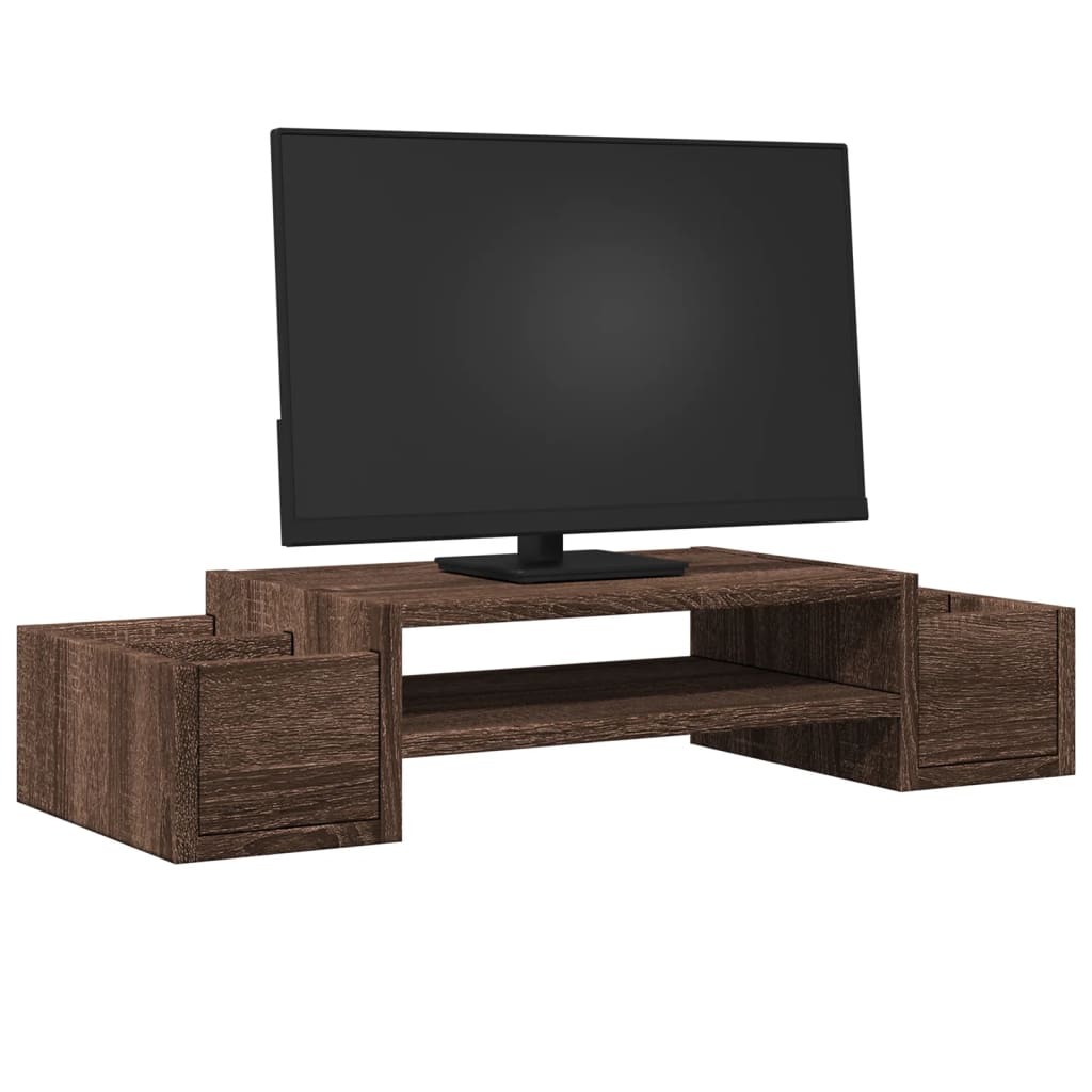 Stalak za monitor s pohranom boja hrasta 70 x 27 x 15 cm drveni