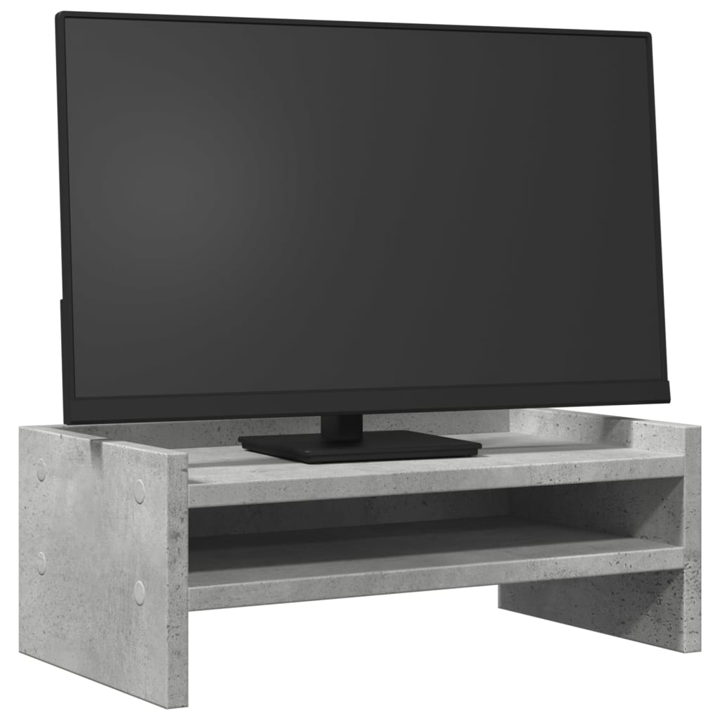Stalak za monitor siva boja betona 42x24x16 cm drveni