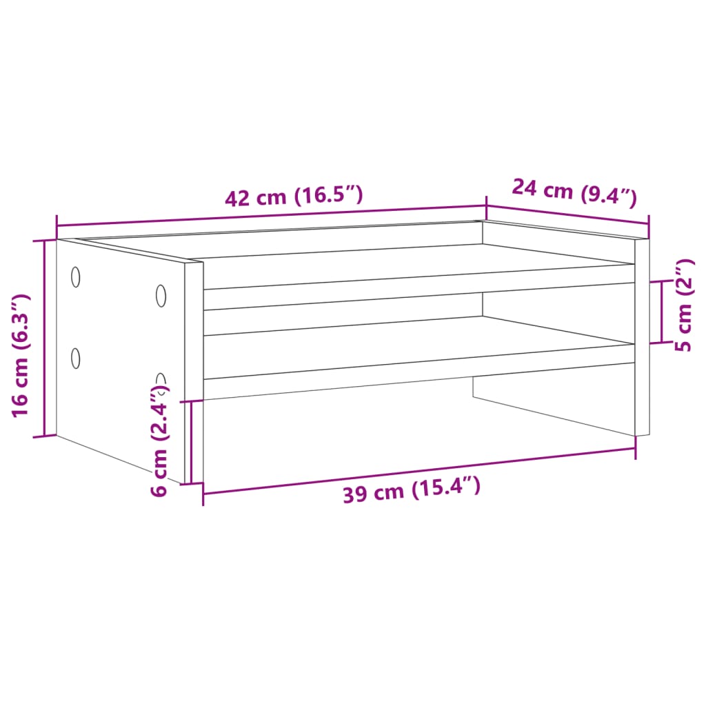 Stalak za monitor boja staro drvo 42x24x16 cm konstruirano drvo