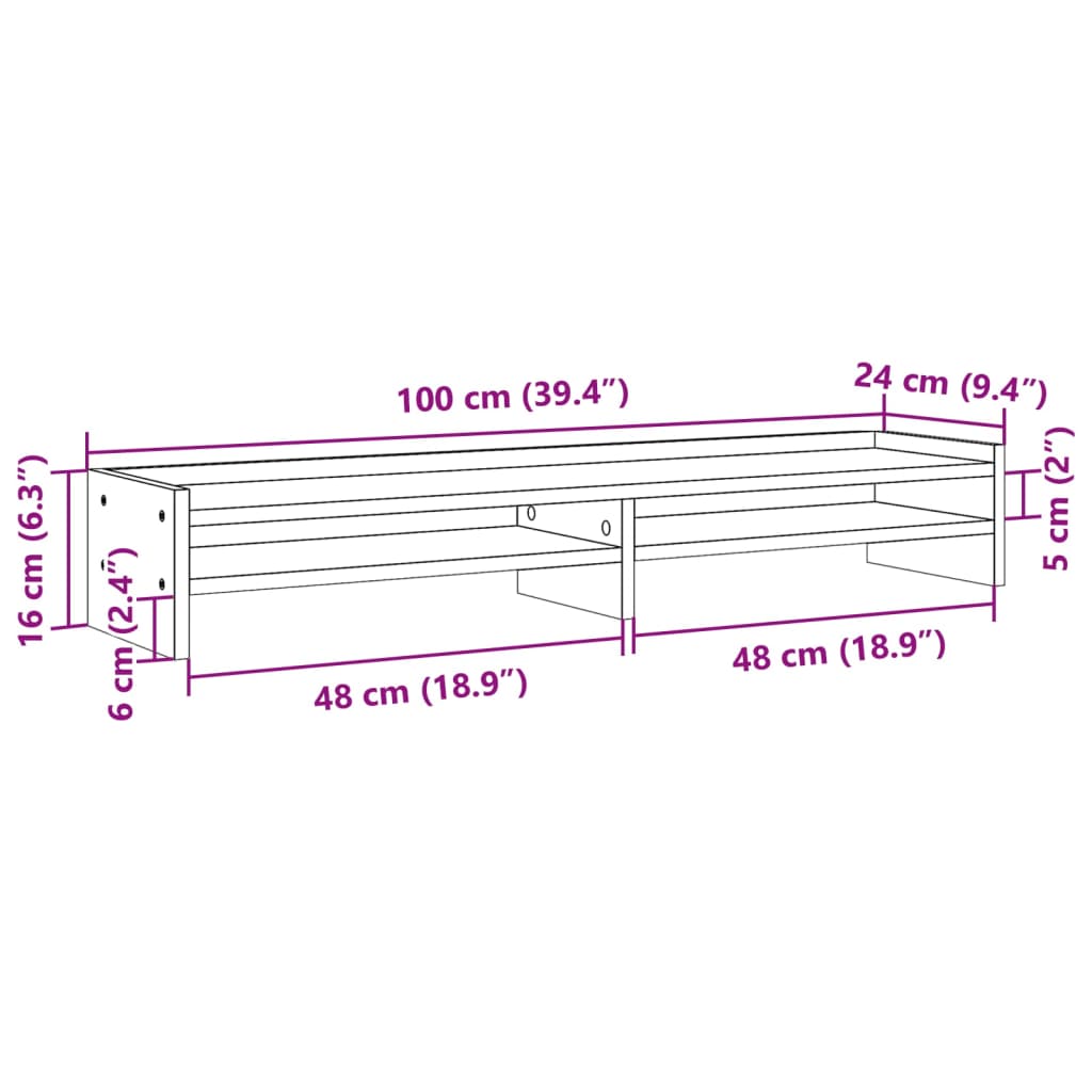 Stalak za monitor bijeli 100x24x16 cm od konstruiranog drva