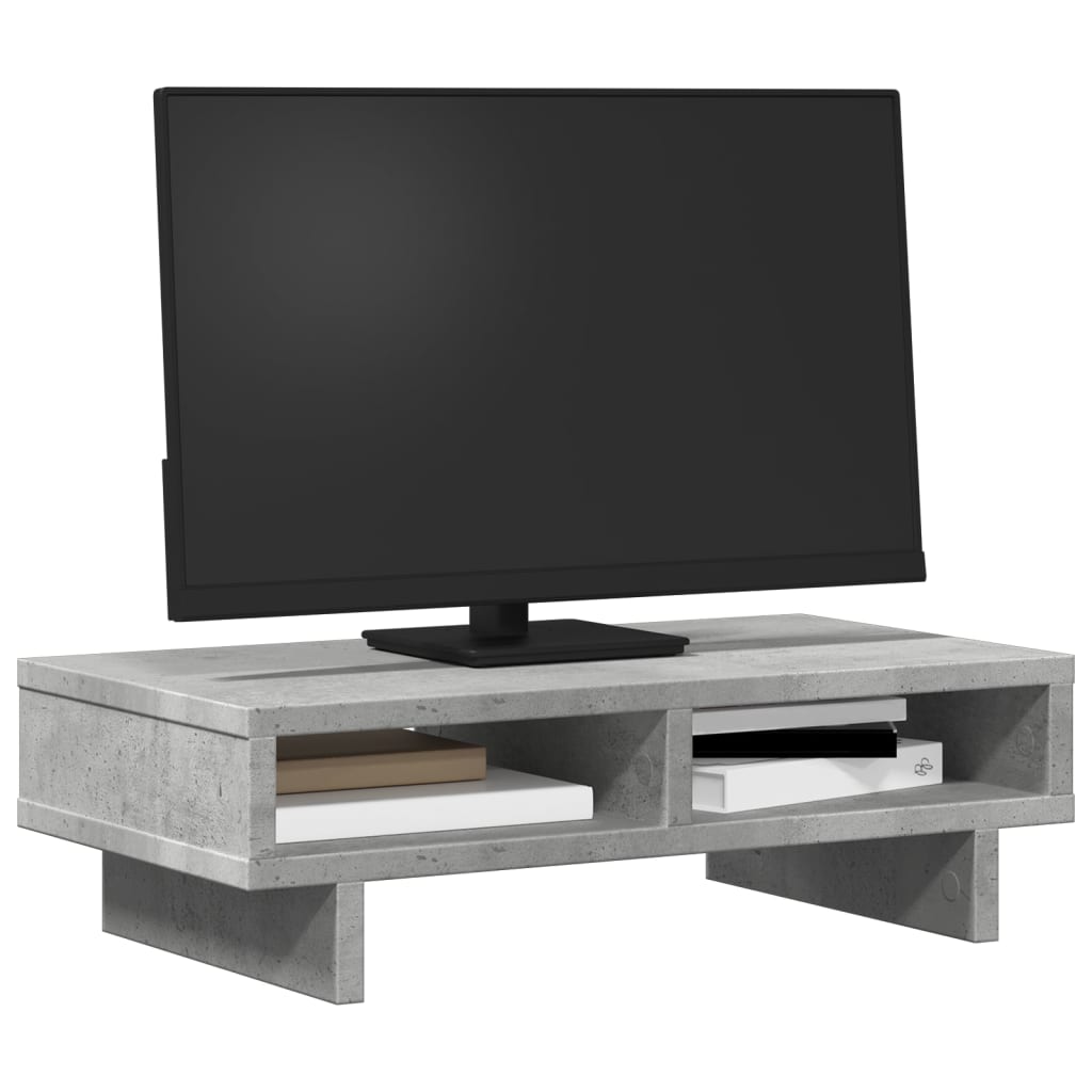 Stalak za monitor siva boja betona 50x27x15 cm drveni