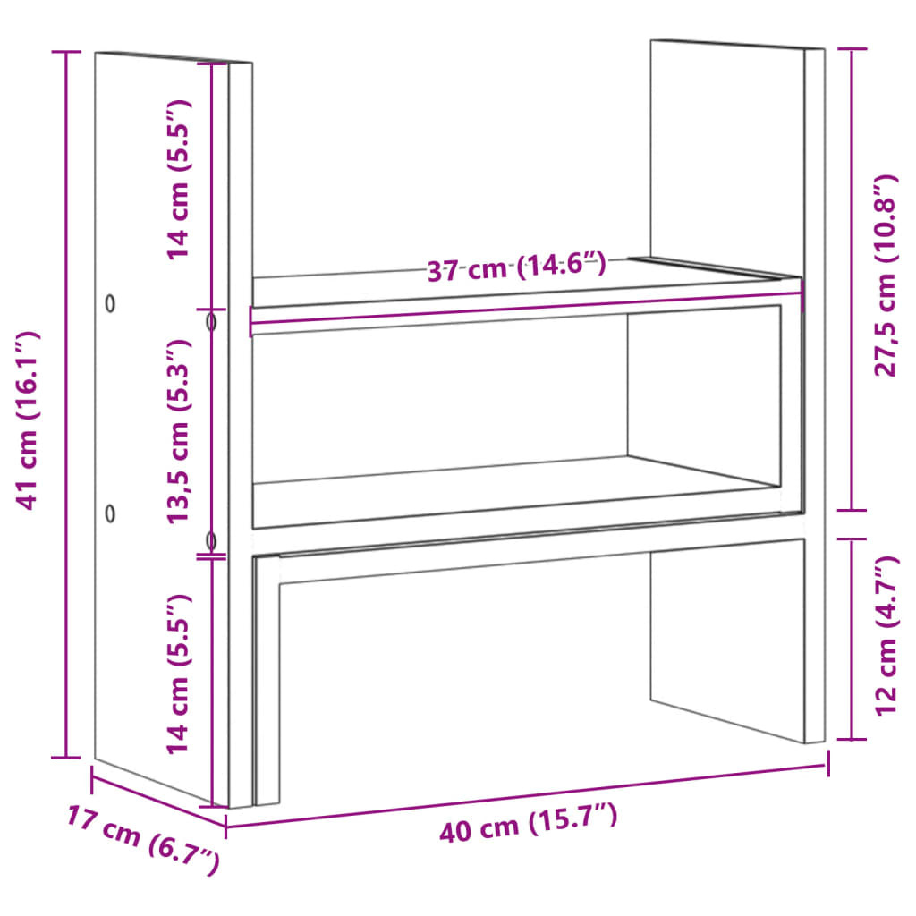 Organizator za stol podesivi boja hrasta 40 x 17 x 41 cm drveni